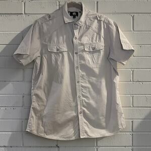 Rock & Republic Snap Button Shirt Men’s Large Beige Utility Streetwear